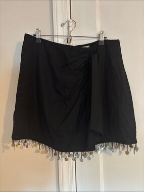 Jason Wu Black Mini Skirt with Metallic Coin Trim